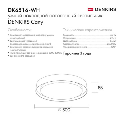Потолочный светодиодный светильник Denkirs DK6516-WH