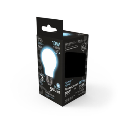 102202210 Лампа Gauss LED Filament A60 OPAL E27 10W 860lm 4100К 1/10/40