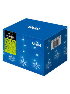 Светодиодная гирлянда Uniel занавес 220V белый ULD-E2706-100/DTA White IP20 SNOWFALL 11129