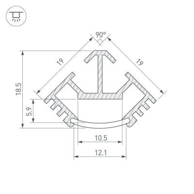 Профиль Arlight T45-2000 (CT) ANOD 016942