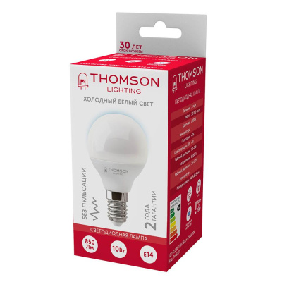 Лампа светодиодная Thomson E14 10W 6500K шар матовая TH-B2317