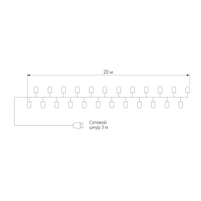 Гирлянда Eurosvet нить 20м IP65 400-102 теплый белый с мерцанием