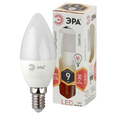 Лампа светодиодная ЭРА E14 9W 2700K матовая LED B35-9W-827-E14 Б0027969