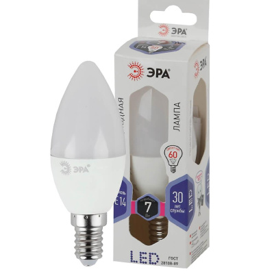 Лампа светодиодная ЭРА E14 7W 6000K матовая LED B35-7W-860-E14 Б0031400