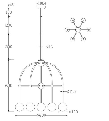 Подвесная люстра Crystal Lux Truena SP-PL6+1 Nickel