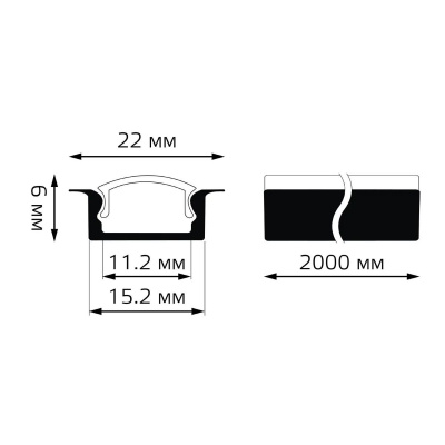 Профиль для светодиодной ленты врезной Gauss BT414