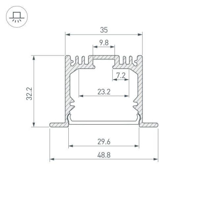 Профиль встраиваемый Arlight ARH-Power-W35-3000 Anod 036168