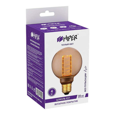 Лампа светодиодная Hiper E27 4W 1800K янтарная HL-2222