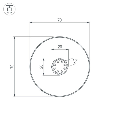 Встраиваемый профиль SL-ROUND-D70-360deg-2000 ANOD 037770