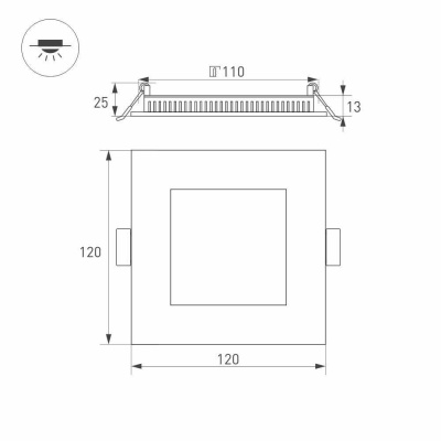 Встраиваемый светодиодный светильник Arlight DL-120x120M-9W Day White 020126