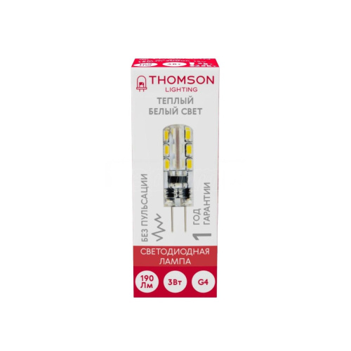 Лампа светодиодная Thomson G4 3W 3000K прозрачная TH-B4222