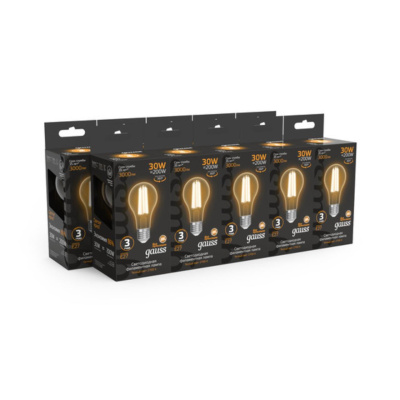 102902130 Лампа Gauss Filament А70 30W 3000lm 2700К Е27 LED 1/10/40