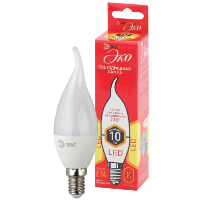 Лампа светодиодная ЭРА E14 10W 2700K матовая ECO LED BXS-10W-827-E14 Б0040885