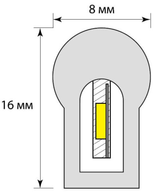 Гибкий неон Uniel 8W/m 120LED/m 2835SMD желтый 50M ULS-N21-2835-120LED/m-8mm-IP67-220V-8W/m-50M-Yellow UL-00003769