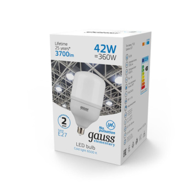 63234 Лампа Gauss Elementary T120 42W 3700lm 6500K E27 LED 1/12