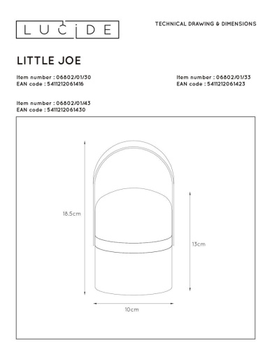 Уличный светодиодный светильник Lucide Little Joe 06802/01/43