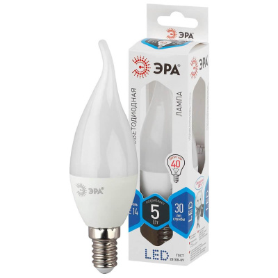 Лампа светодиодная ЭРА E14 5W 4000K матовая LED BXS-5W-840-E14 Б0027968