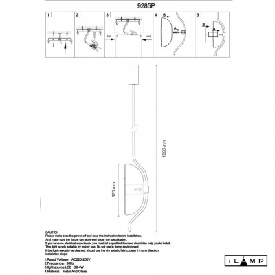 Подвесной светильник iLamp Stereo 9285P GL SM