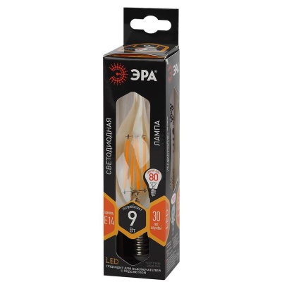 Лампа светодиодная филаментная ЭРА E14 9W 2700K золотая F-LED BXS-9W-827-E14 gold Б0047009