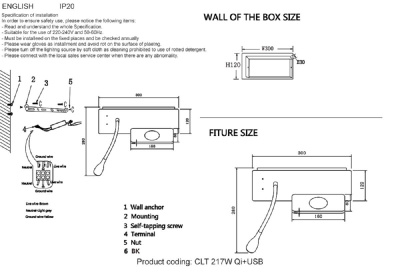 Бра Crystal Lux CLT 217W Qi+USB BL